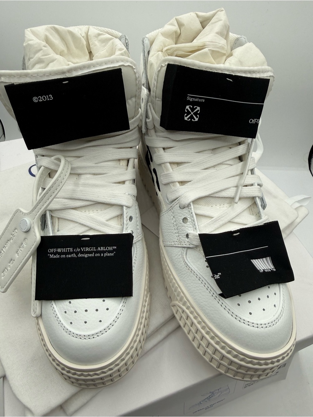 Off-White - 3.0 Off-Court Leather and Canvas High-Top Sneakers - Full inclusion